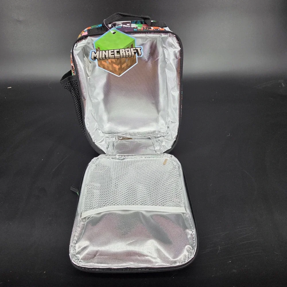 Minecraft Creeper 3D Molded Iridescent Insulated Lunch Box Green Black NWT